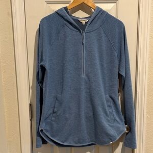 Marika Light Blue Half-Zip Hooded Pullover